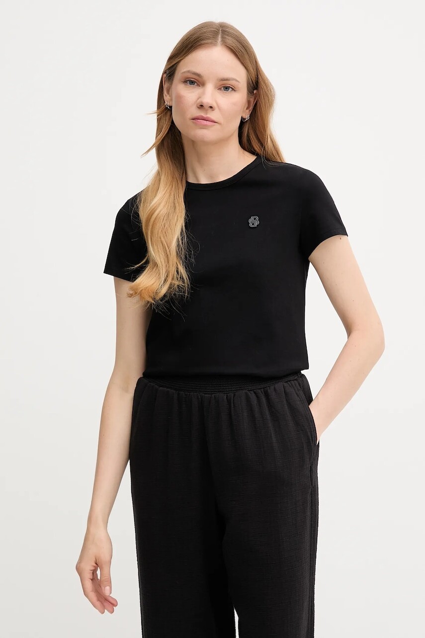 Bavlnené tričko BOSS dámske, čierna farba, 50545671