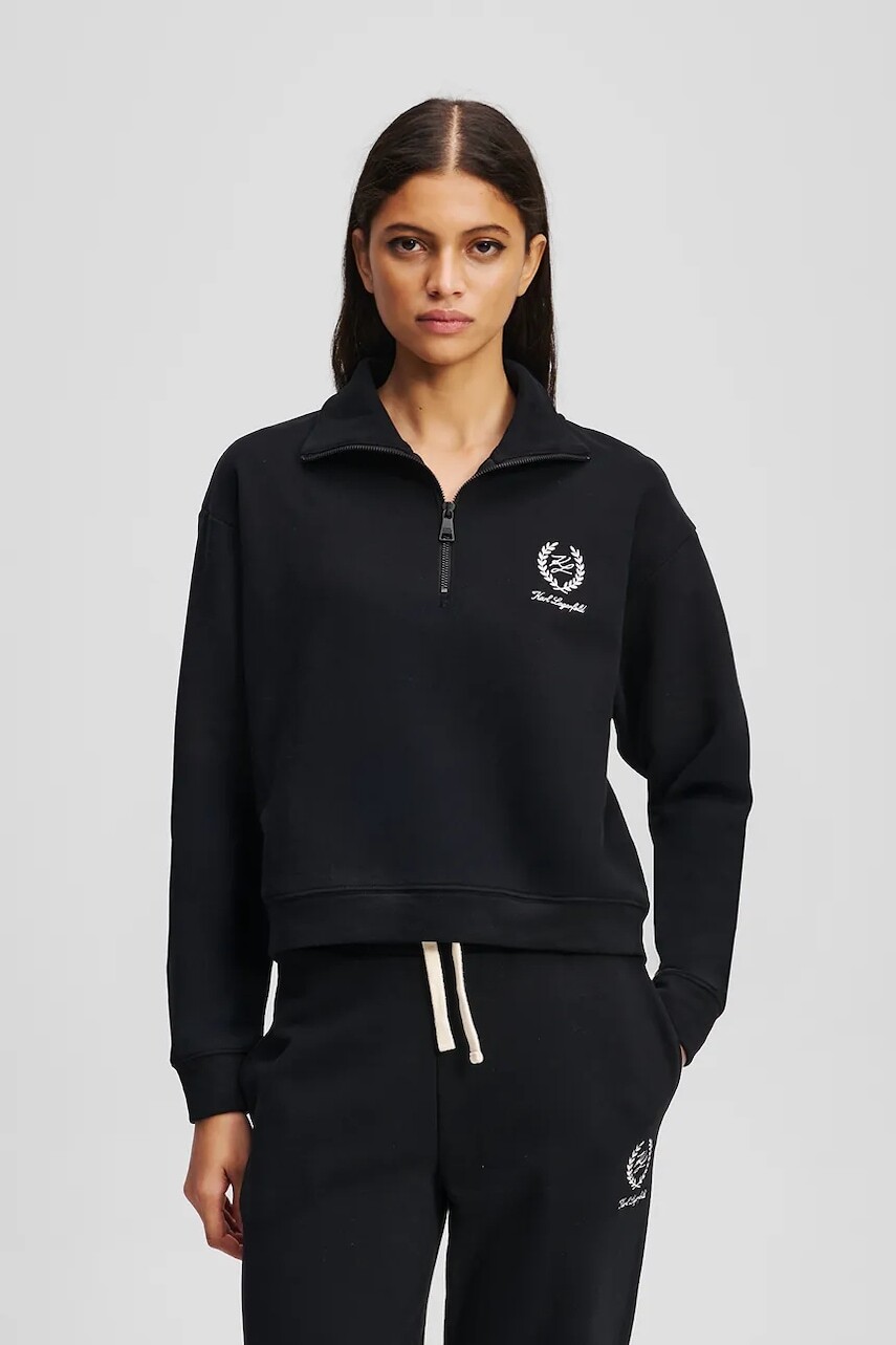 Bavlnená mikina Karl Lagerfeld HOTEL KARL čierna farba, s nášivkou, A3W44008