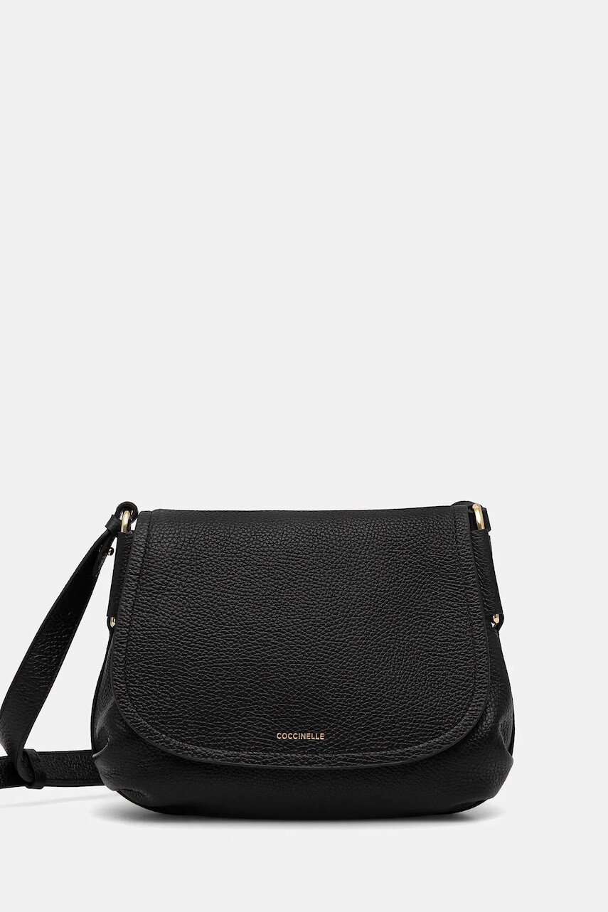 Kožená kabelka Coccinelle REBEKKA čierna farba, E1.T95.15.02.01