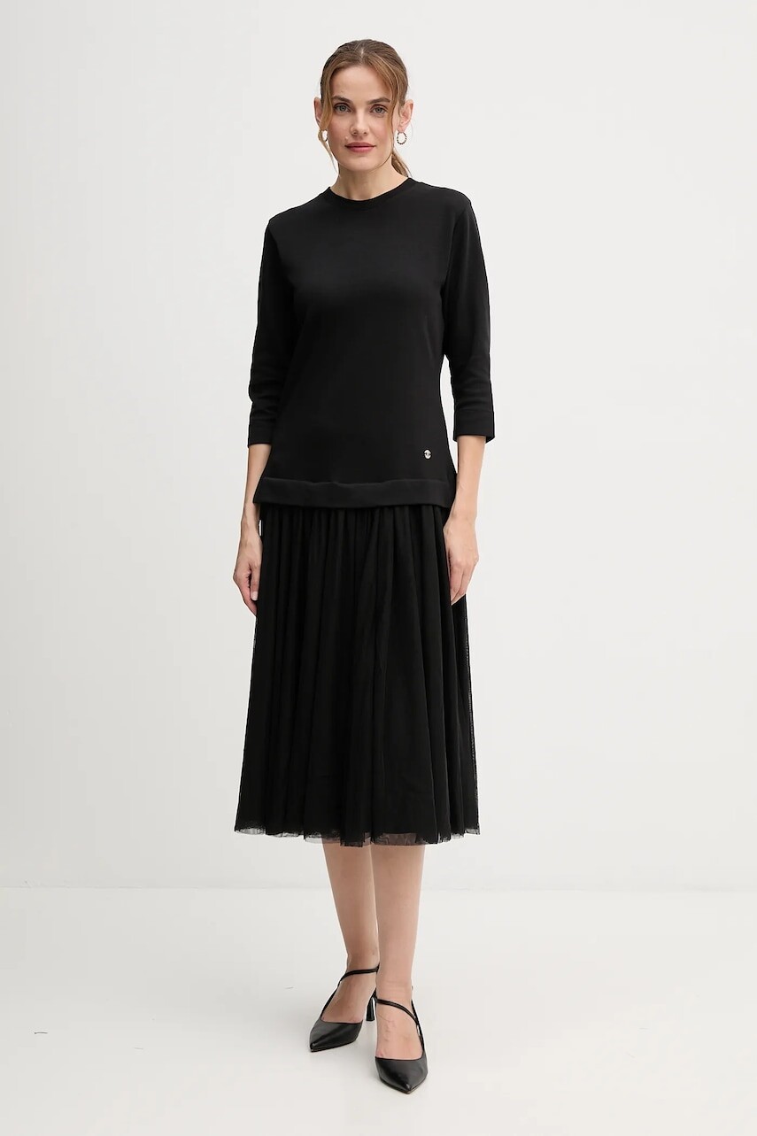 Šaty Joop! čierna farba, midi, áčkový strih, 30047770