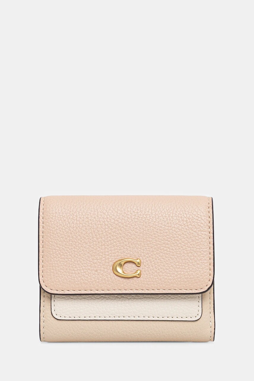 Kožená peňaženka Coach Mila béžová farba, CAO14