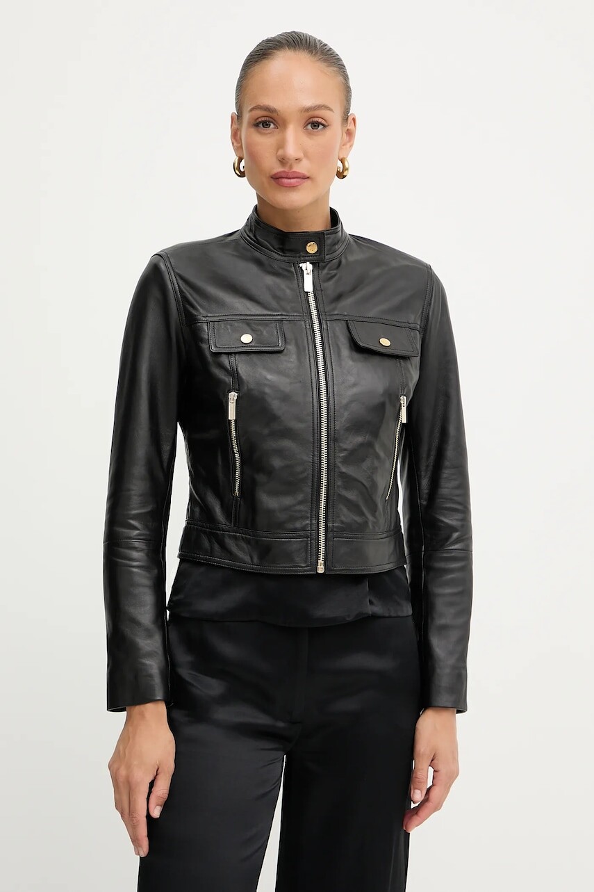 Kožená bunda Marciano by Guess LANA čierna farba, prechodná, 5YGL09 7345A