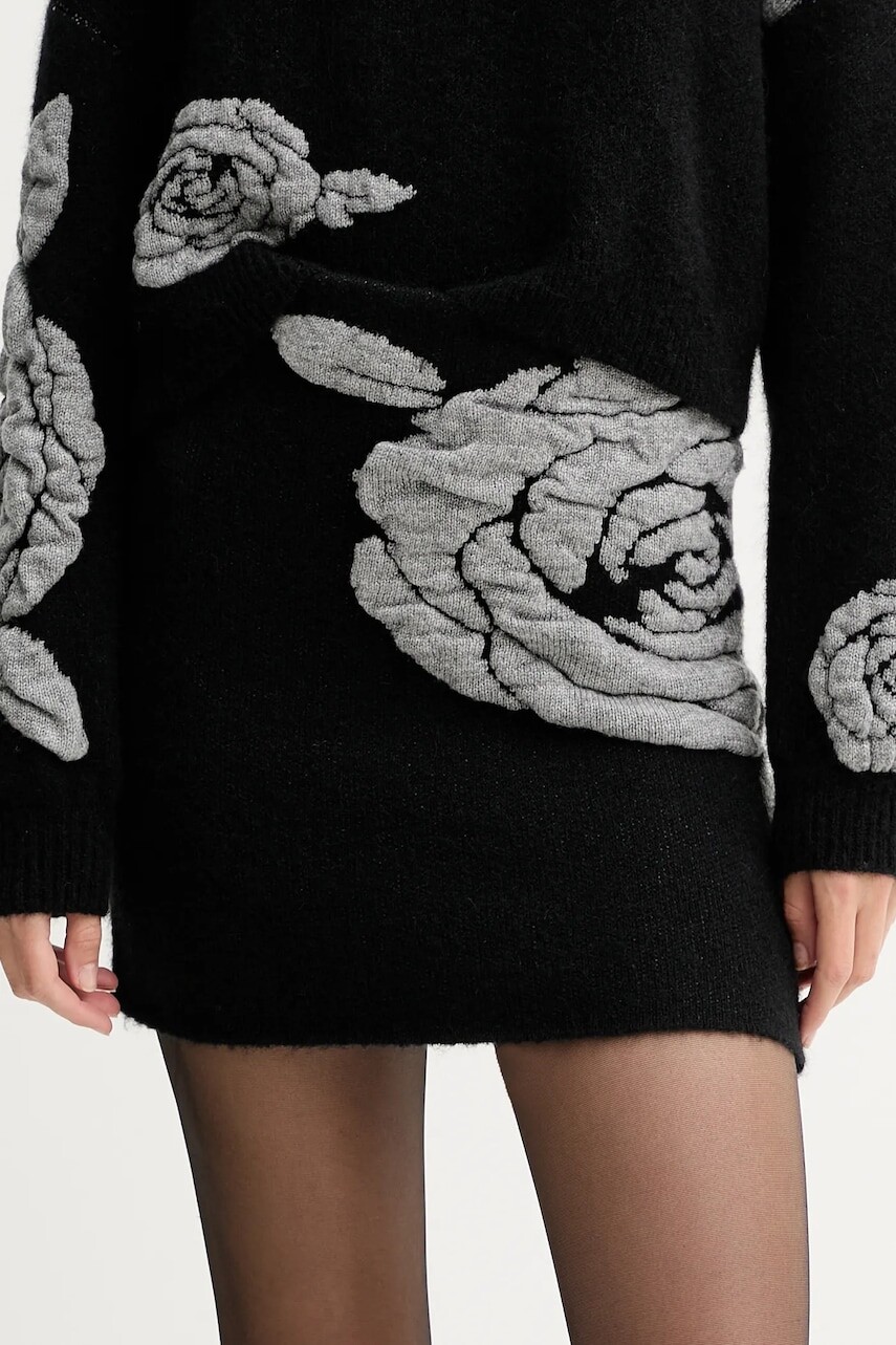 Sukňa s prímesou vlny Gestuz čierna farba, mini, puzdrová, 10910595