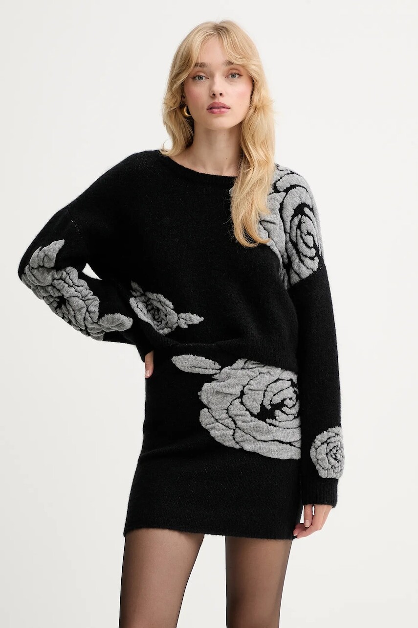 Sveter s prímesou vlny Gestuz čierna farba, teplé, 10910594