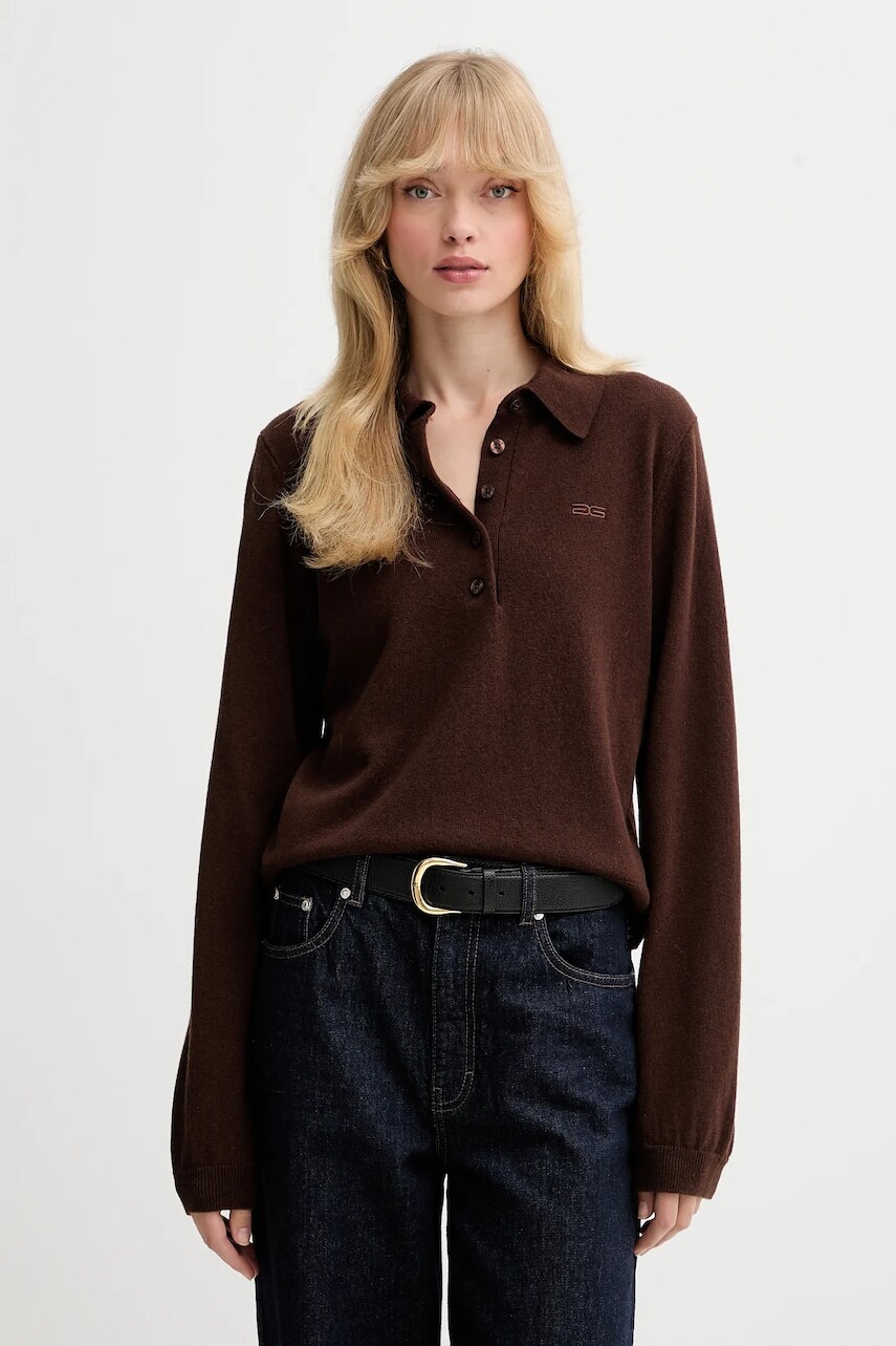 Vlnený sveter Gestuz hnedá farba, ľahké, 10910534