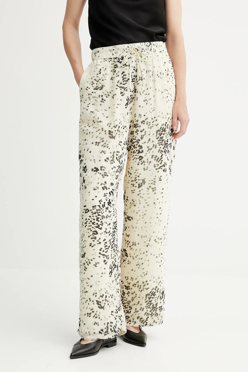 Nohavice Calvin Klein béžová farba, rovný strih, vysoký pás, LV044B913G