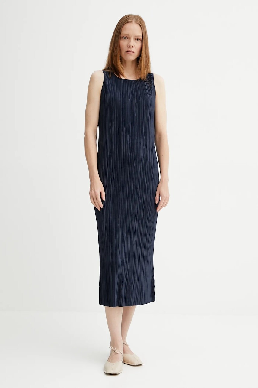 Šaty Calvin Klein tmavomodrá farba, midi, rovný strih, LV044A211G