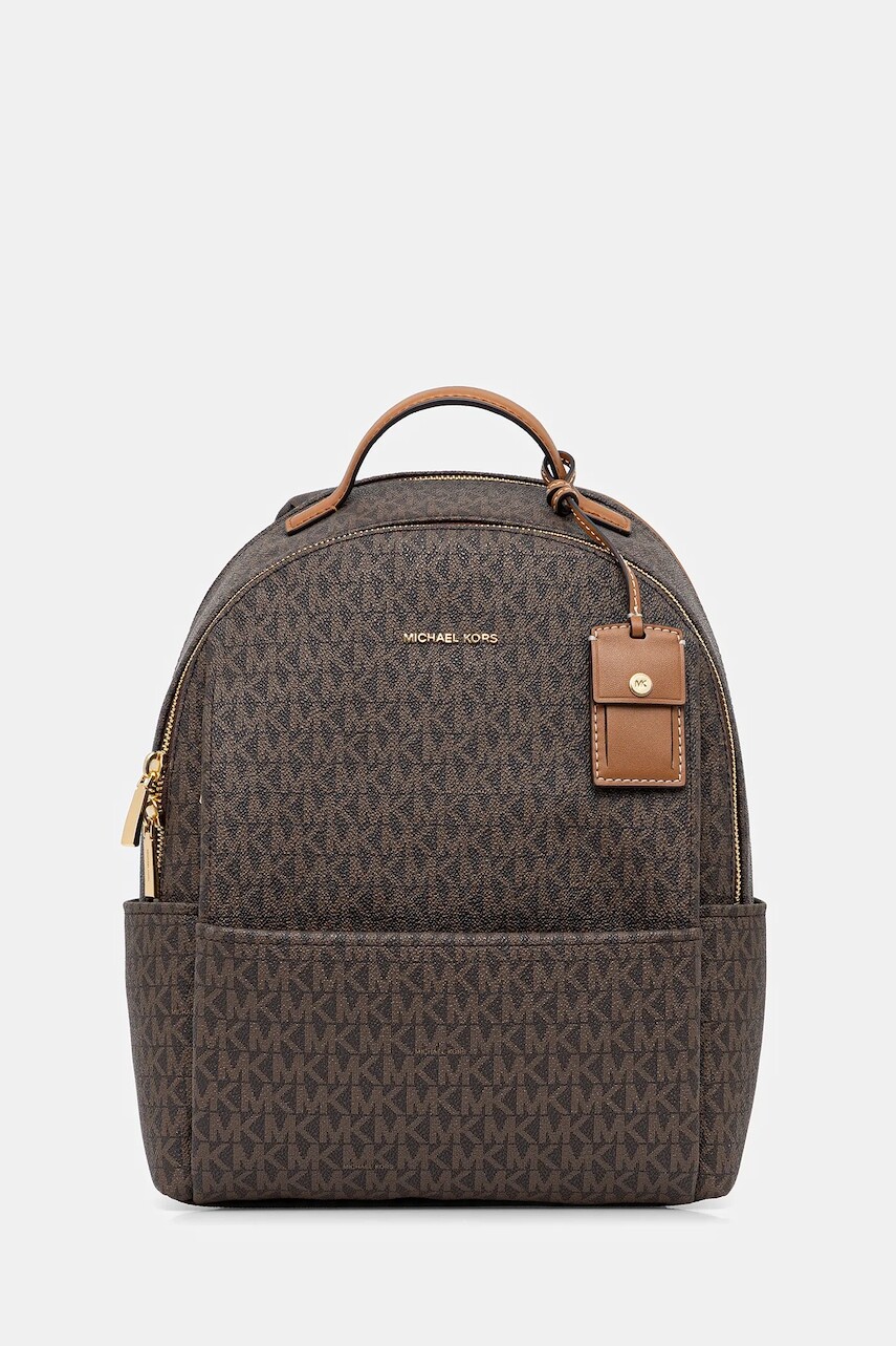 Ruksak MICHAEL Michael Kors SABLE dámsky, hnedá farba, malý, vzorovaný, 30T5G3XB2B