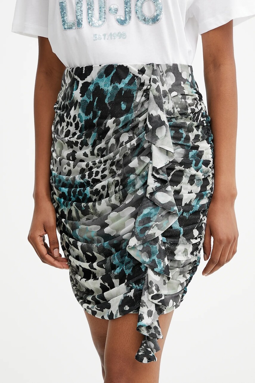 Sukňa Guess VERDIANA zelená farba, mini, rovný strih, W5YD56 KCZC2