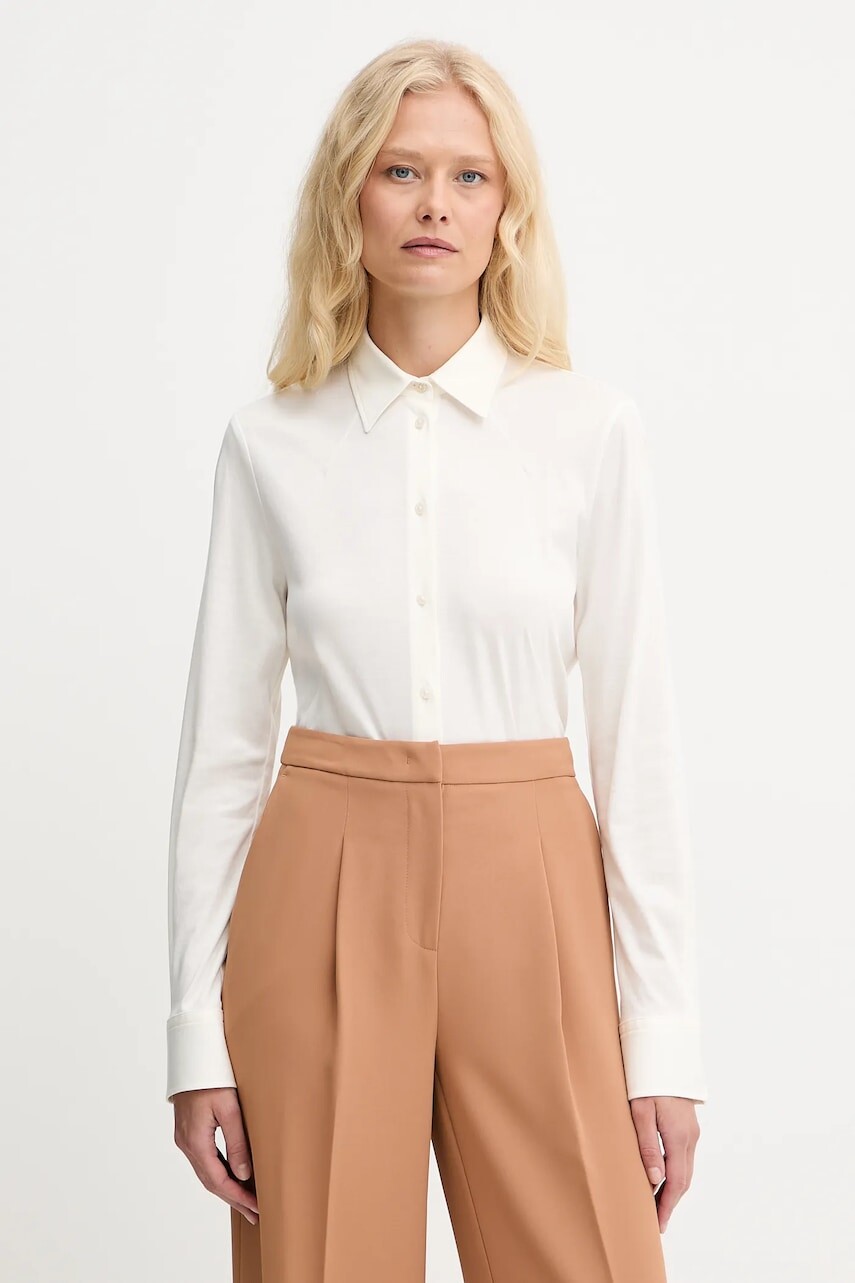 Bavlnená košeľa BOSS biela farba, regular, s klasickým golierom, 50543691