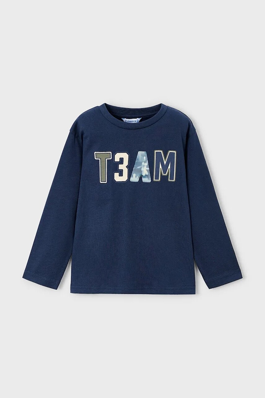Bavlnené tričko s dlhým rukávom Mayoral tmavomodrá farba, 4077