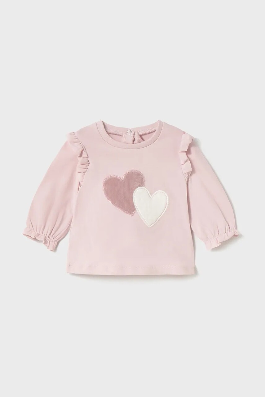 Tričko s dlhým rukávom Mayoral Newborn ružová farba, 2055