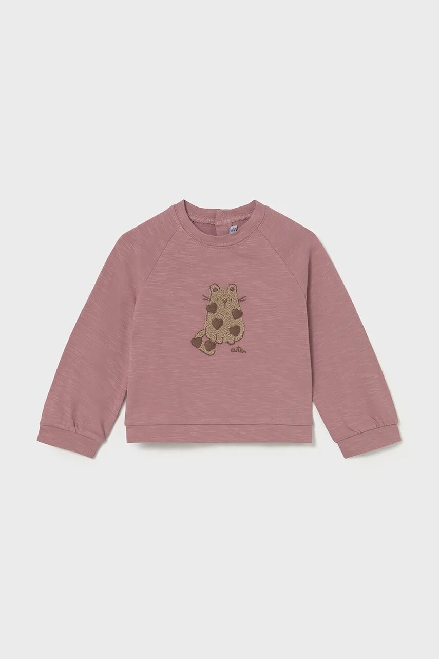 Bavlnené tričko s dlhým rukávom Mayoral ružová farba, 2080