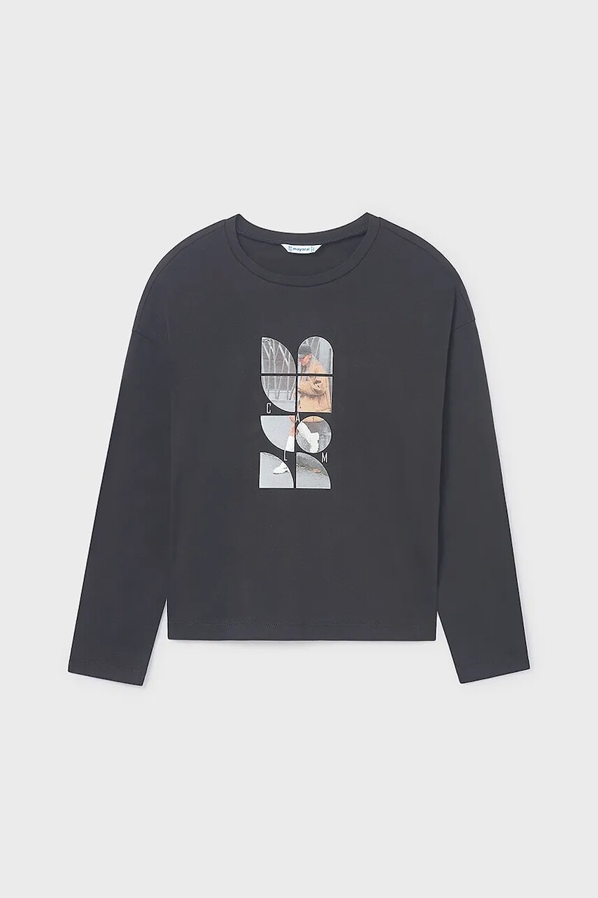 Tričko s dlhým rukávom Mayoral čierna farba, 7029