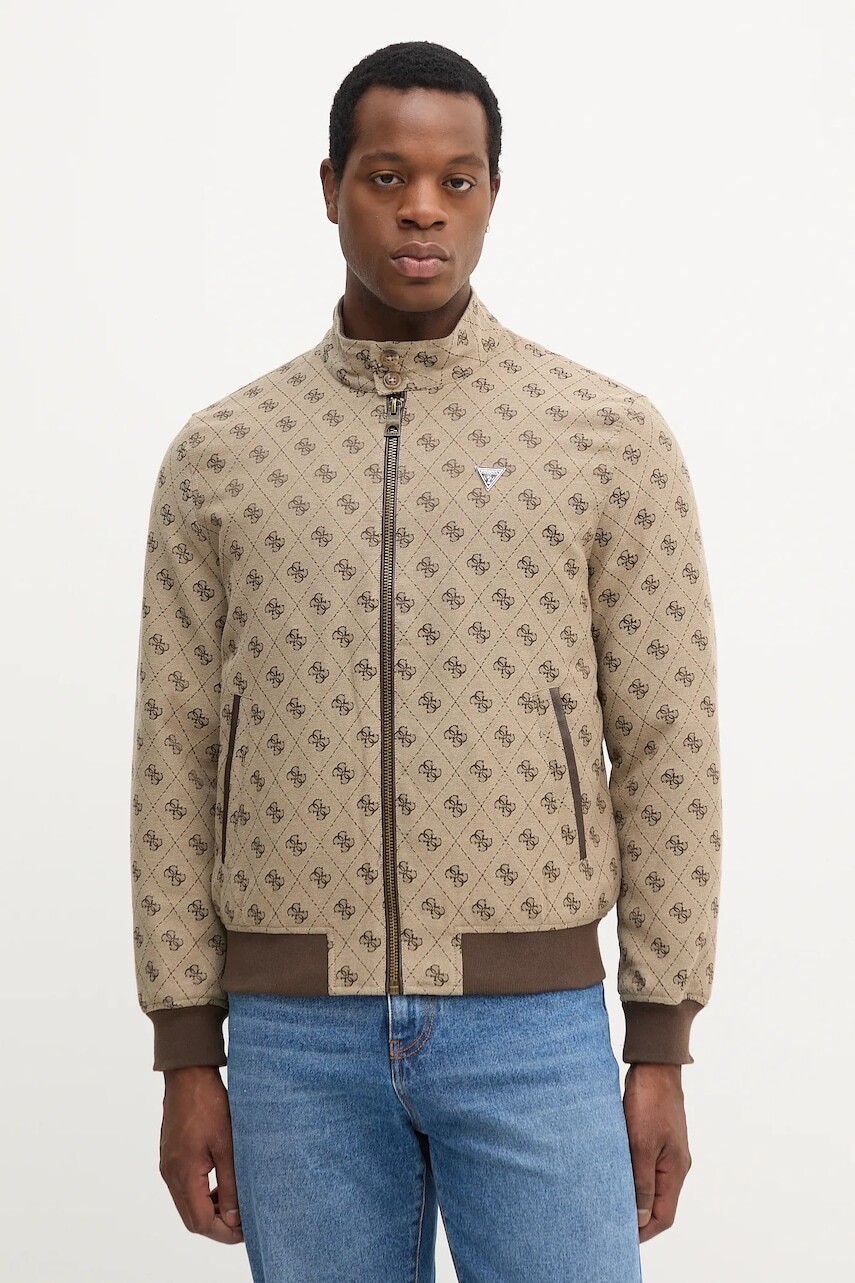 Bunda Guess hnedá farba, prechodná, M5YL04 WGUE0