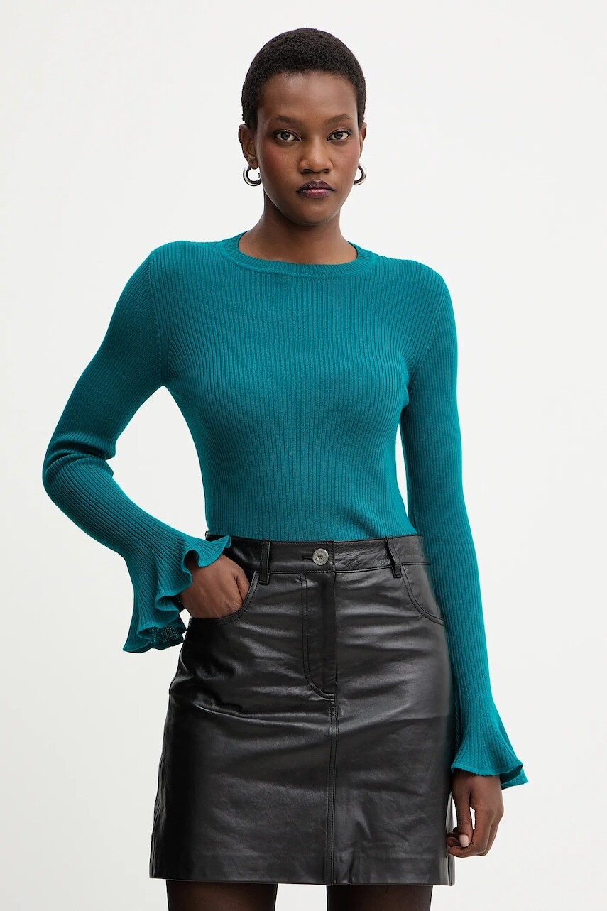 Vlnený sveter Luisa Spagnoli tyrkysová farba, ľahký, 100119