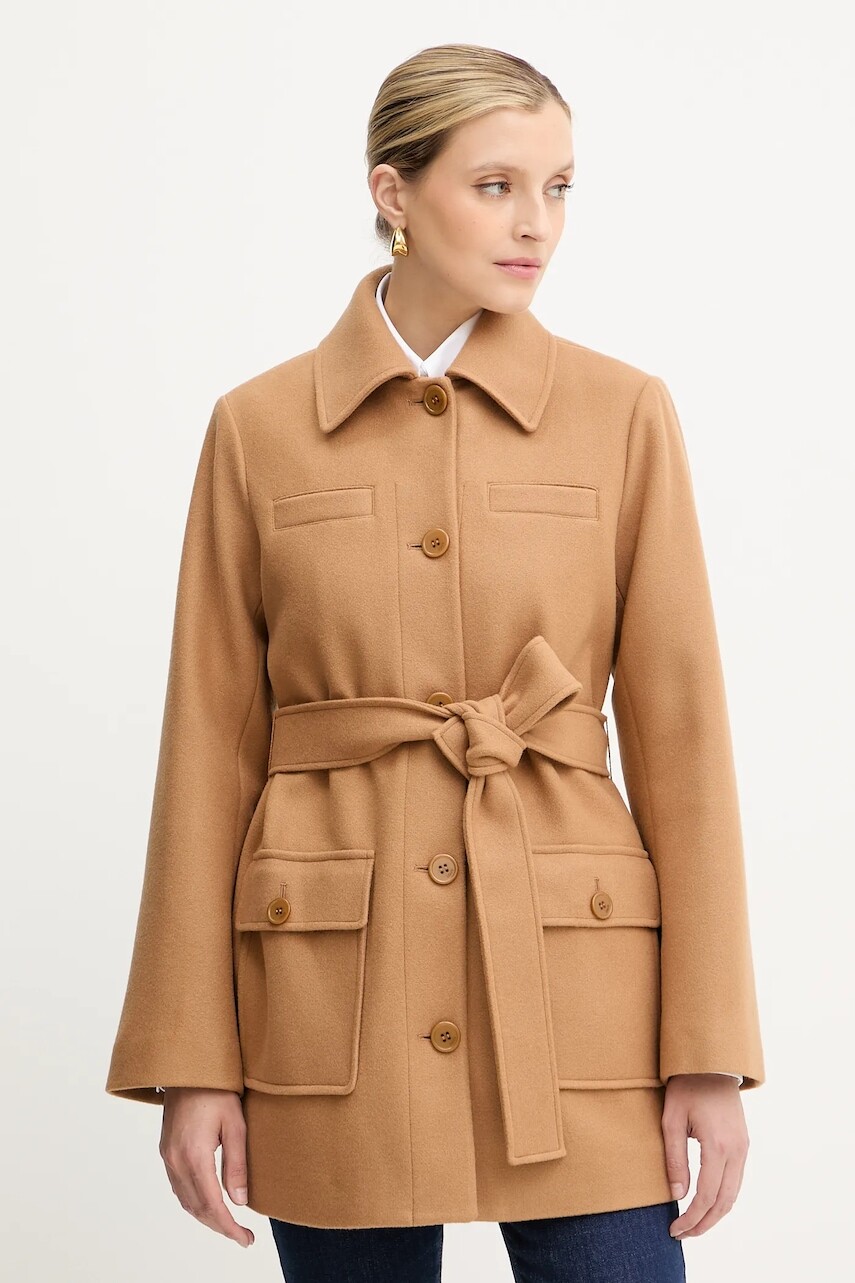 Kabát s prímesou vlny Liu Jo hnedá farba, MF5120 J4873