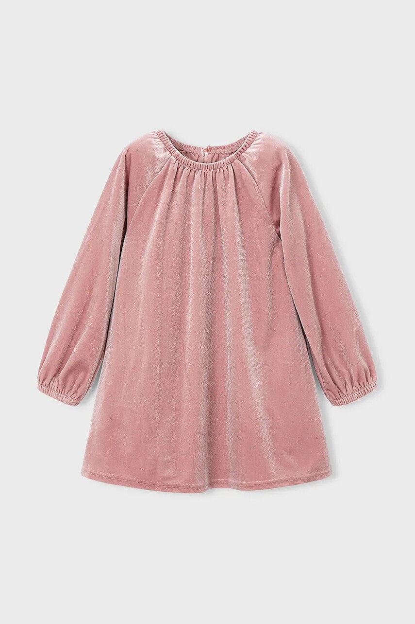 Dievčenské šaty Mayoral ružová farba, mini, áčkový strih, 4923