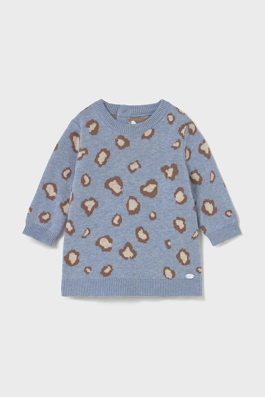 Šaty pre bábätká Mayoral Newborn modrá farba, mini, rovný strih, 2806