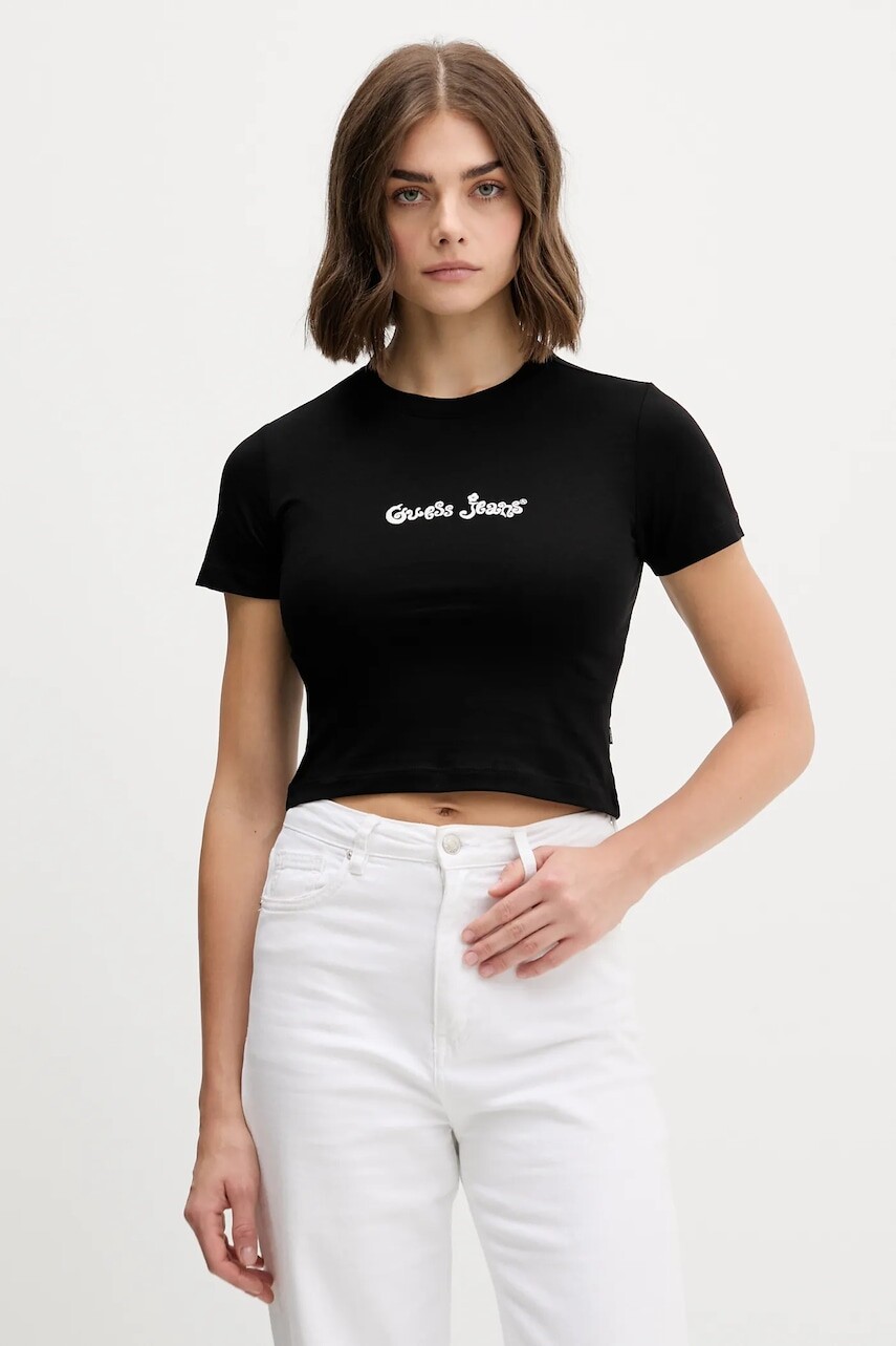 Tričko Guess Jeans dámske, čierna farba, W5YI24 J1314