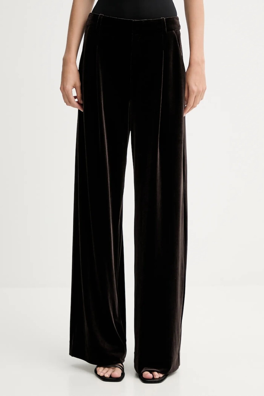 Zamatové nohavice Gestuz hnedá farba, široké, vysoký pás, 10910718