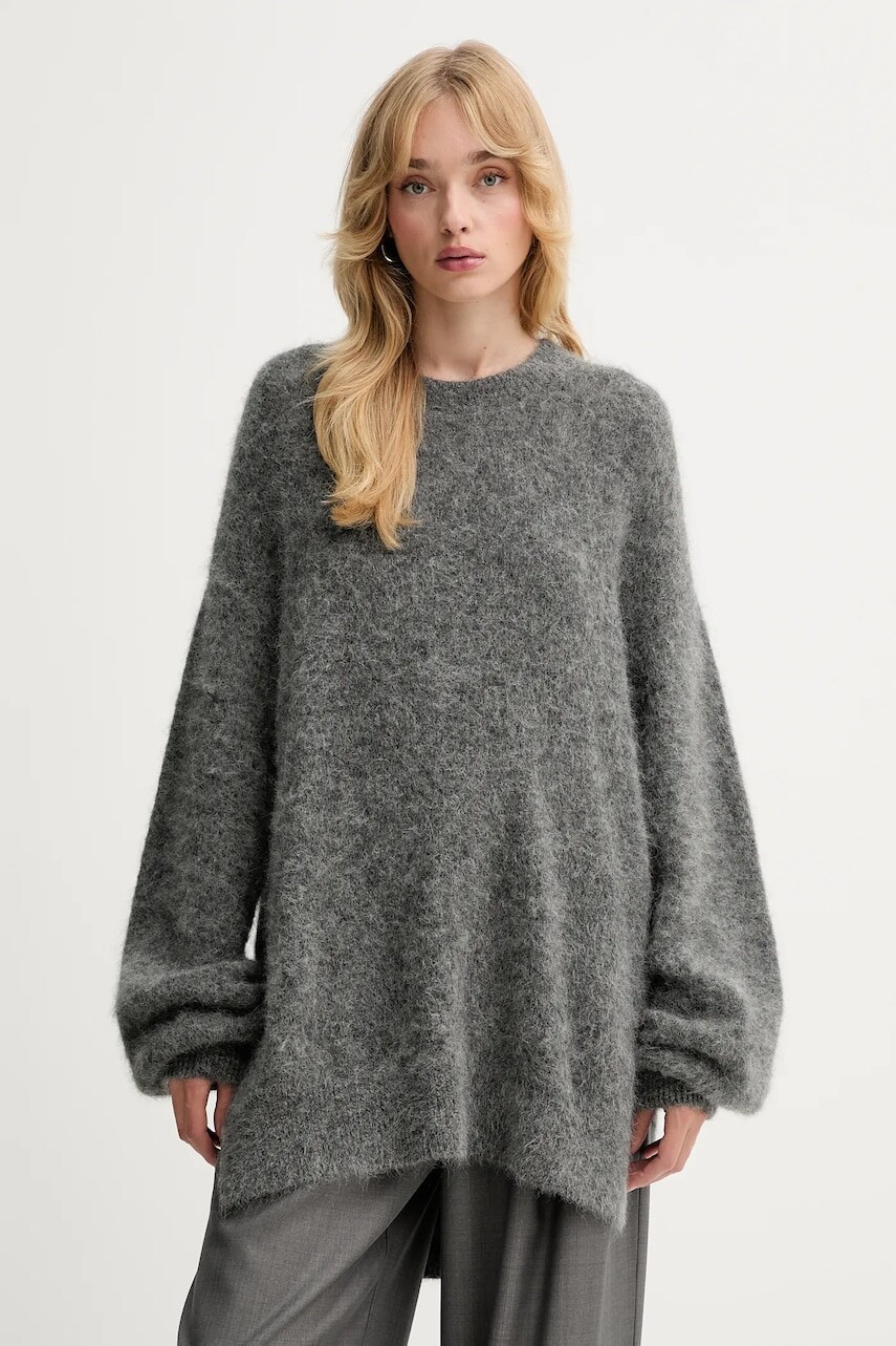 Vlnený sveter Gestuz šedá farba, teplý, 10910659