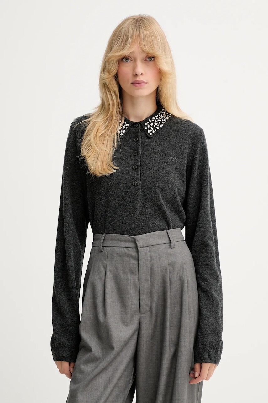 Vlnený sveter Gestuz šedá farba, ľahký, 10910778