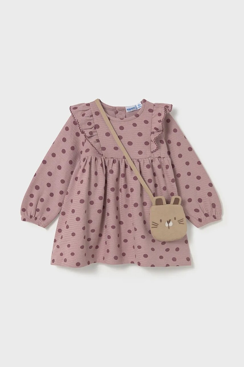 Šaty pre bábätká Mayoral ružová farba, mini, áčkový strih, 2920