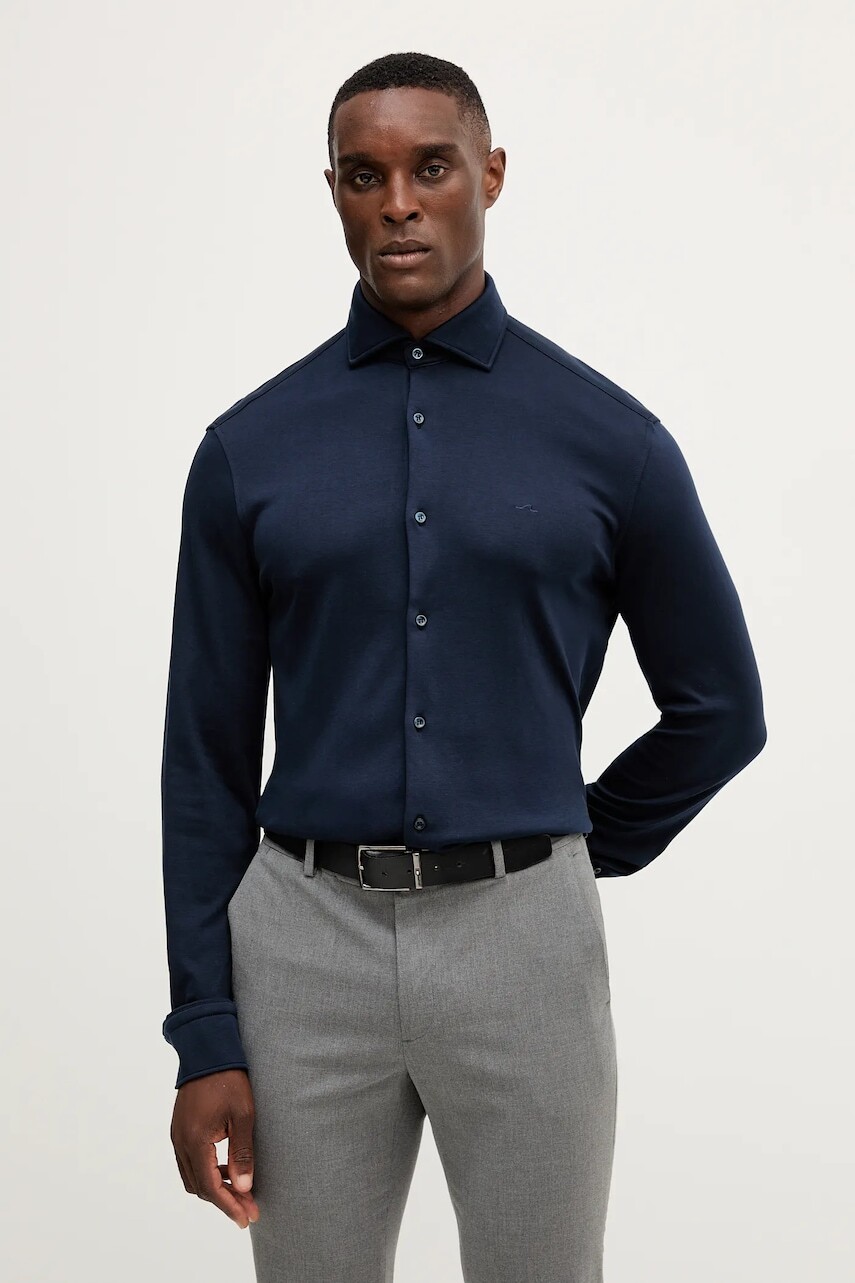 Bavlnená košeľa Paul&Shark tmavomodrá farba, voľný strih, s klasickým golierom, 15313315CF