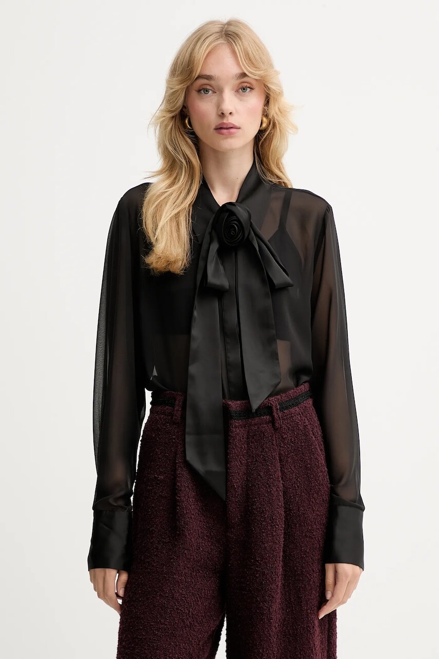 Košeľa Gestuz čierna farba, regular, s klasickým golierom, 10910669