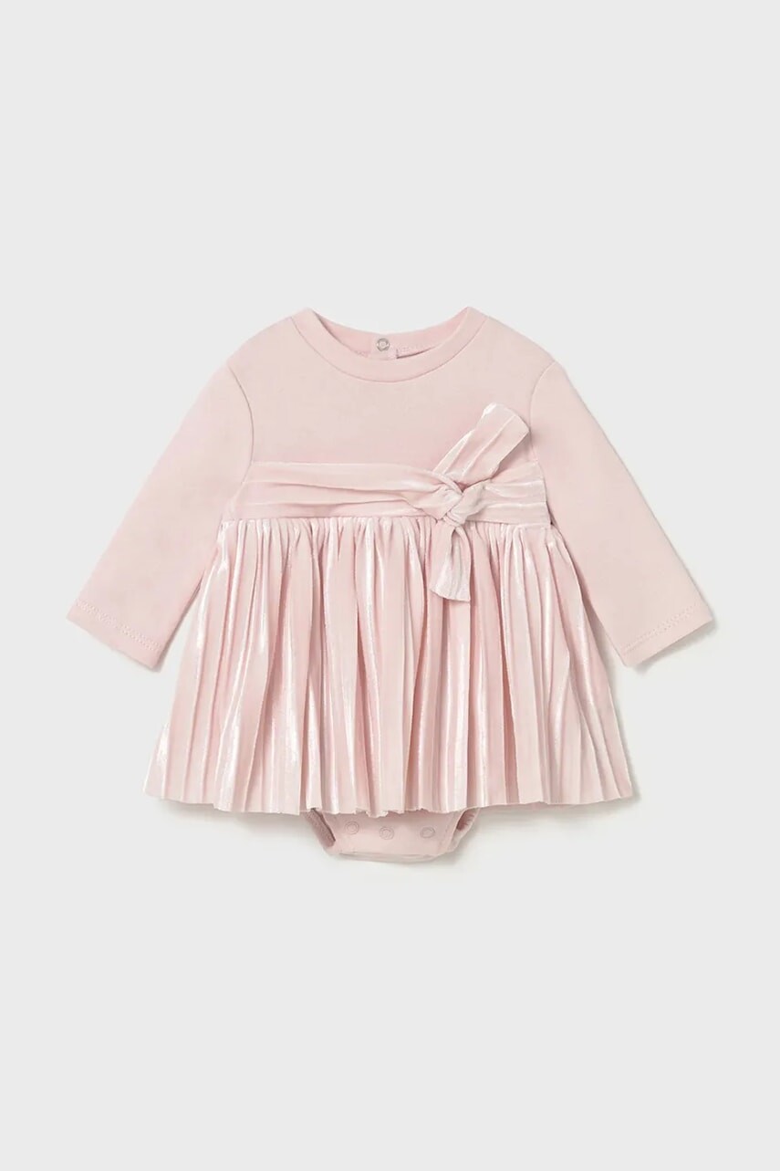 Šaty pre bábätká Mayoral Newborn ružová farba, mini, áčkový strih, 2812