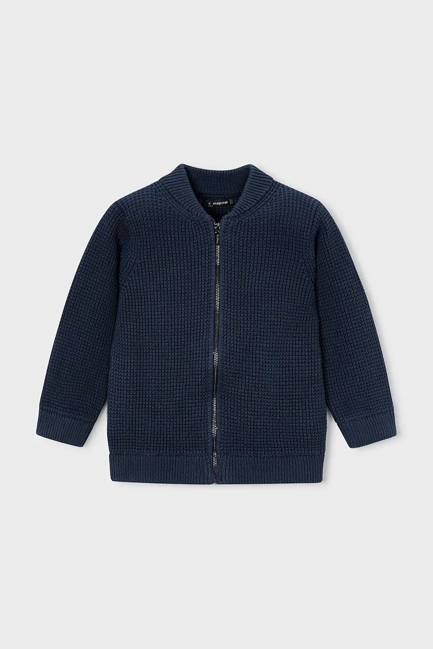 Detský bavlnený kardigan Mayoral tmavomodrá farba, 4385