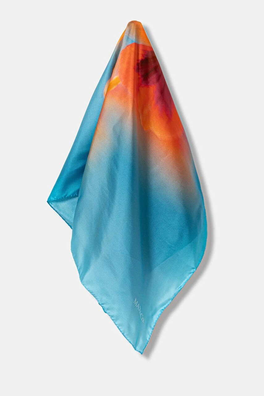 Hodvábna šatka MAX&Co. modrá farba, vzorovaná, 2526546046200