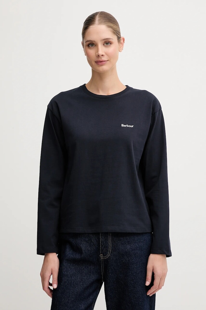 Bavlnené tričko s dlhým rukávom Barbour LAVENSDALE tmavomodrá farba, LML0899