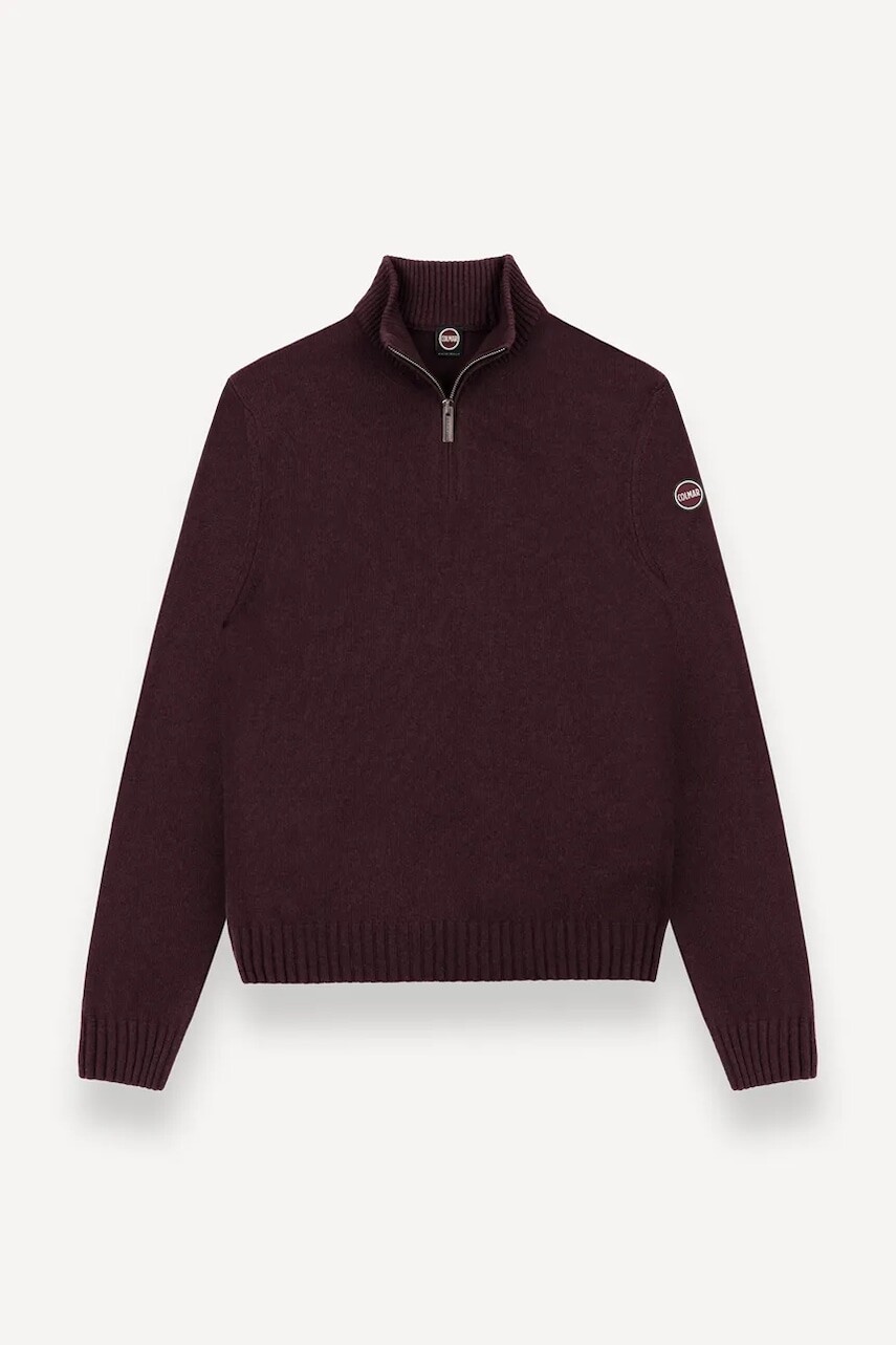 Vlnený sveter Colmar hnedá farba, s polorolákom, 4472.5YR