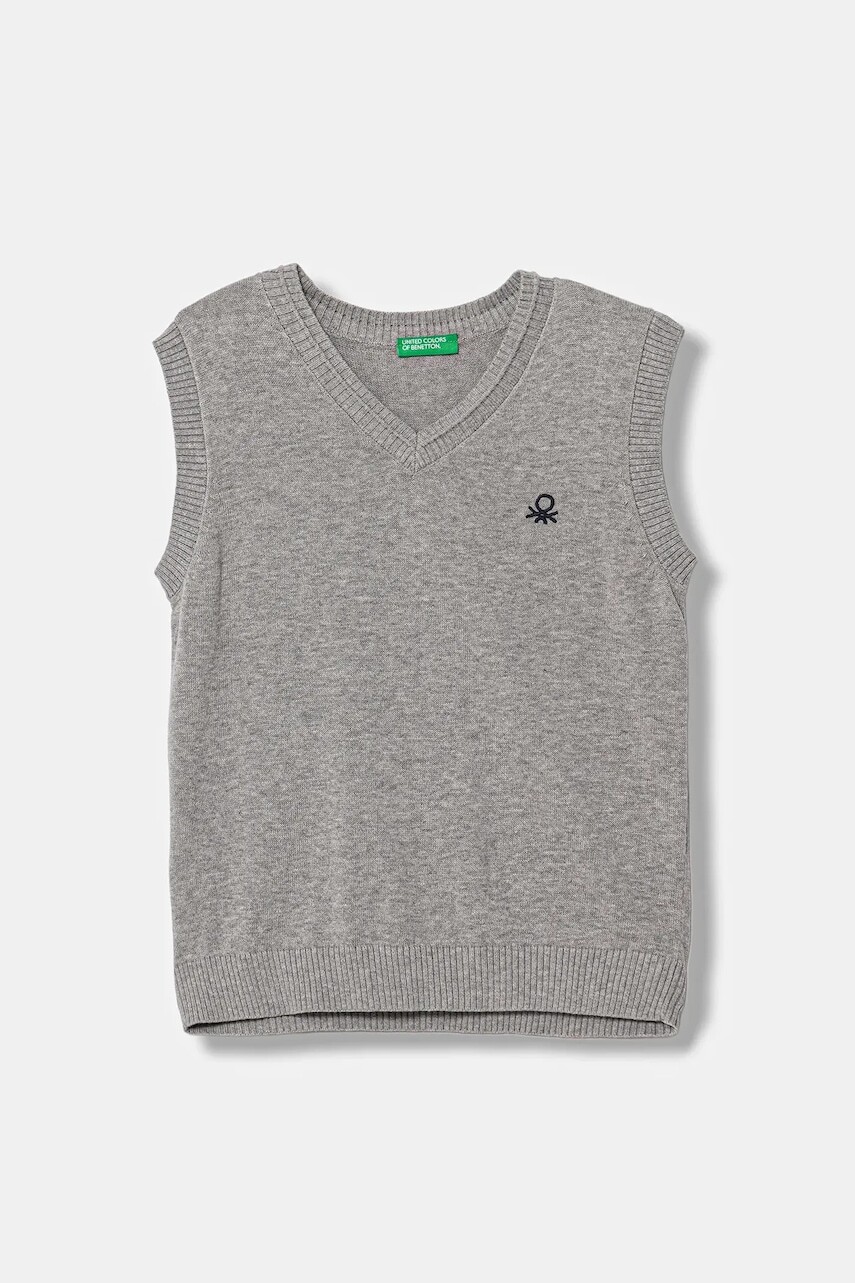 Detská bavlnená vesta United Colors of Benetton šedá farba, ľahká, 120YC400O