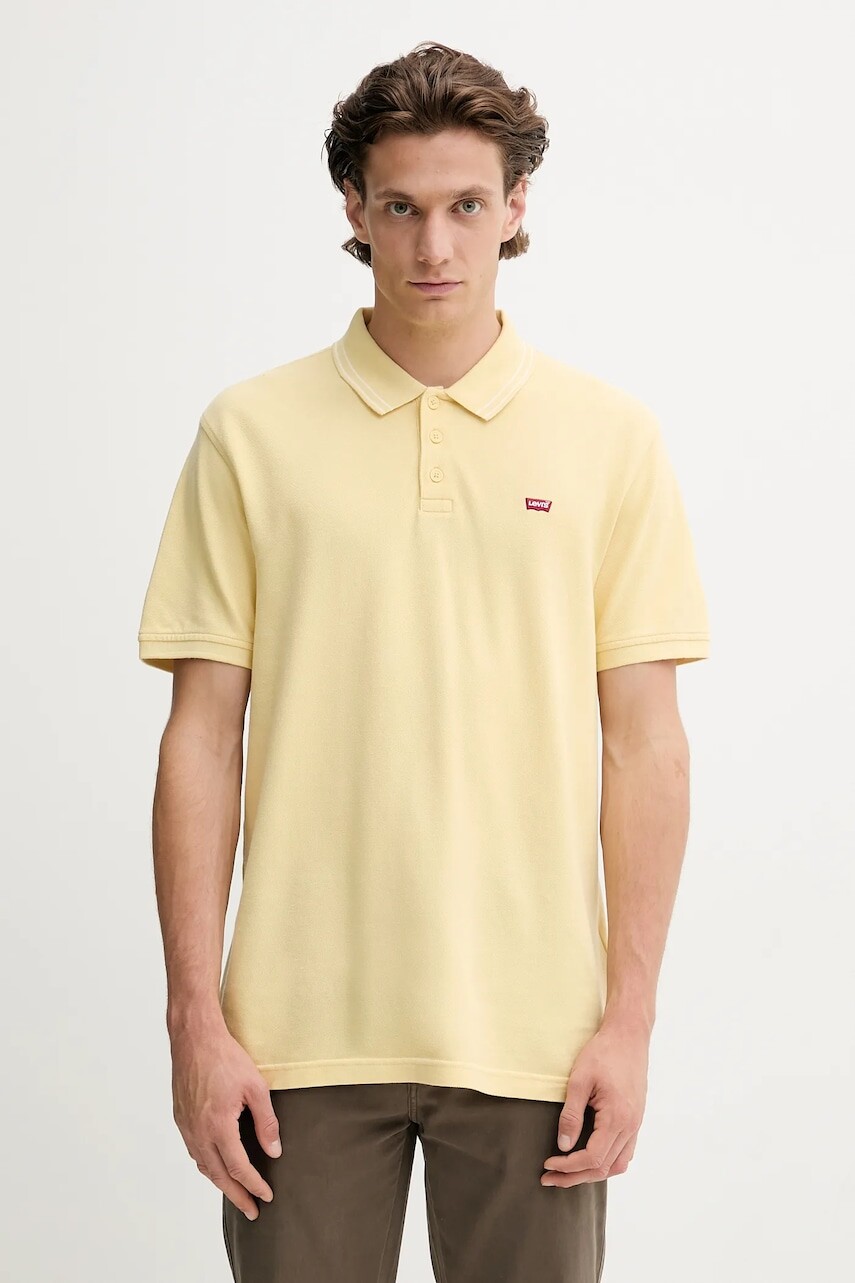 Bavlnené polo tričko Levi's žltá farba, jednofarebné, 35883