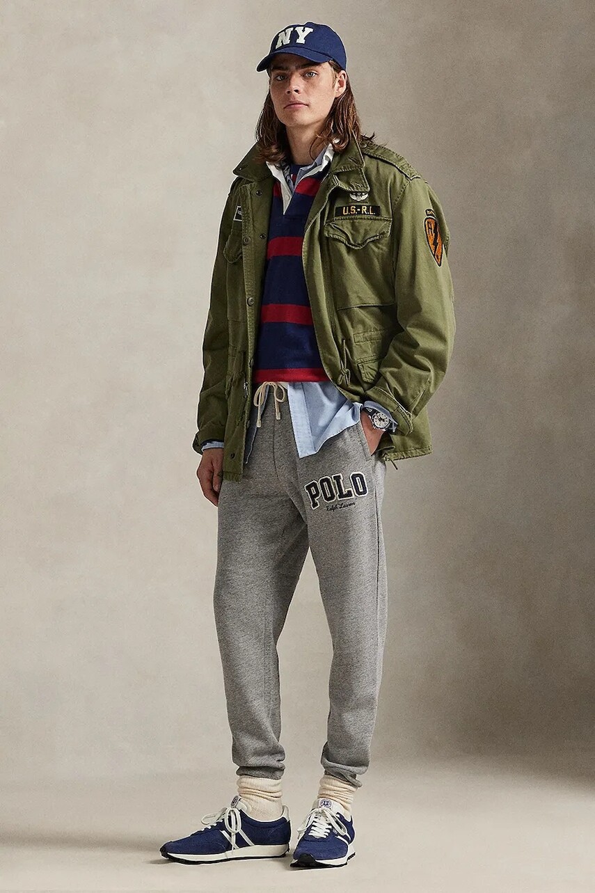 Tepláky Polo Ralph Lauren šedá farba, s nášivkou, 710981154