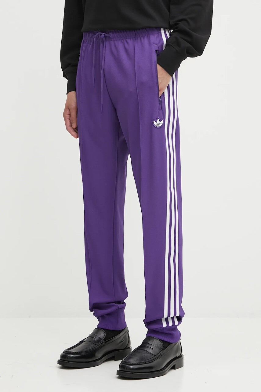 Tepláky adidas Originals REAL ICON TP fialová farba, s nášivkou, JF2579