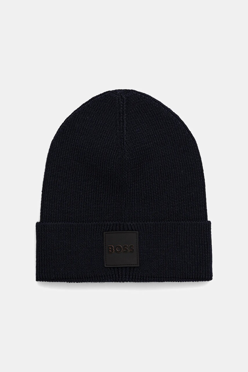 Vlnená čiapka BOSS Orange tmavomodrá farba, 50546155