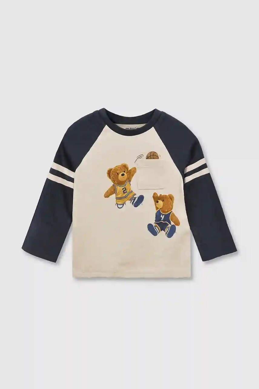 Detské bavlnené tričko s dlhým rukávom Mayoral tmavomodrá farba, s potlačou, 2059