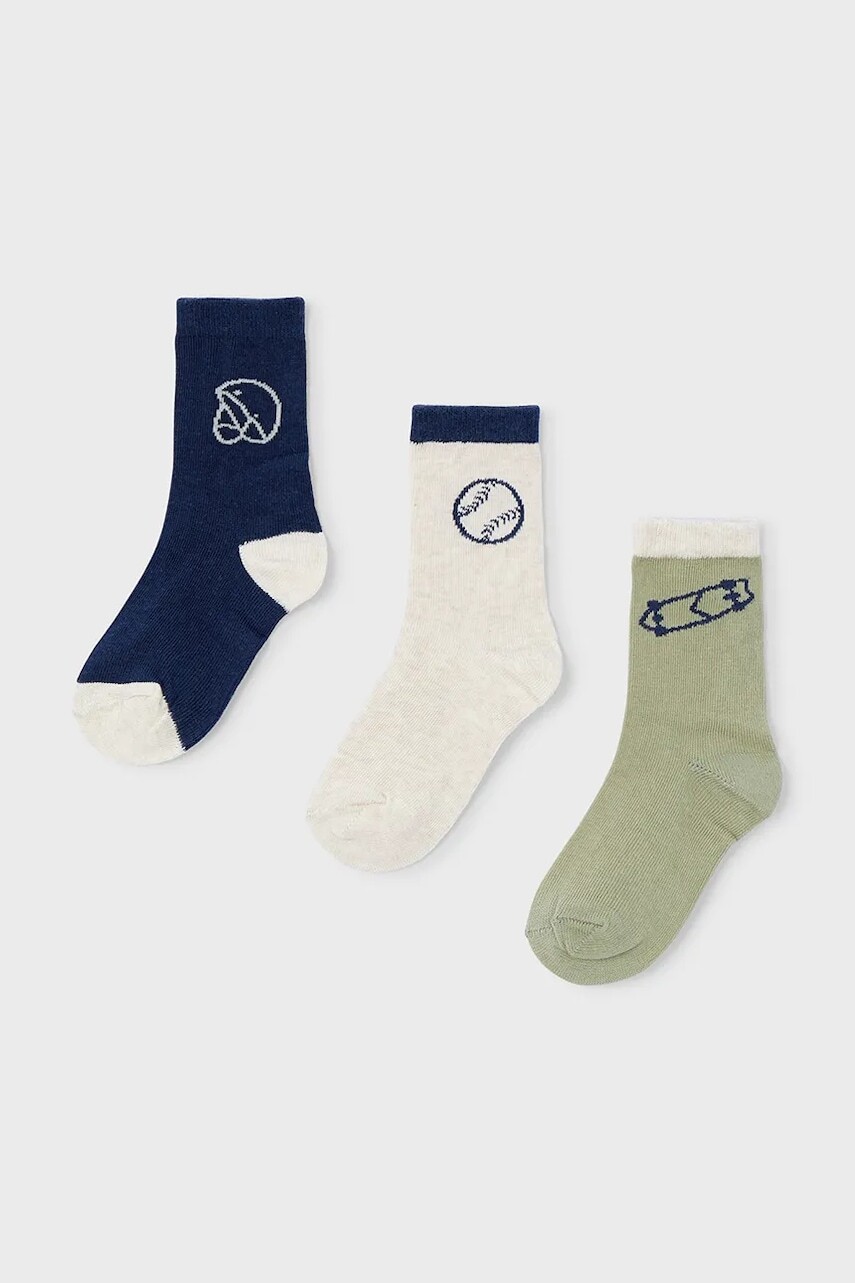 Detské ponožky Mayoral 3-pak zelená farba, 10050