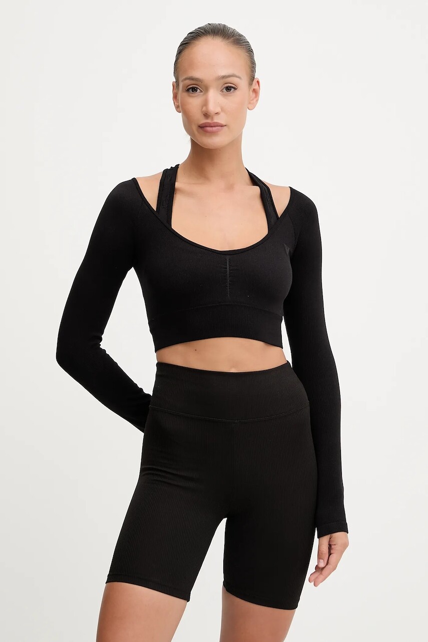 Tričko s dlhým rukávom Guess PEONY čierna farba, V5YP06 Z3OA0