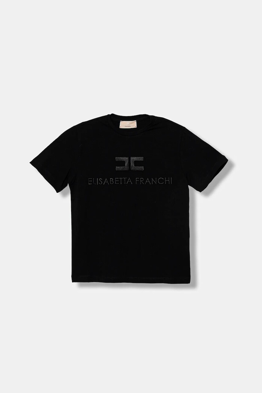 Detské tričko Elisabetta Franchi čierna farba, EFTS250.0.JE006