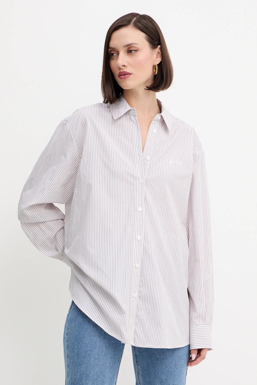 Bavlnená košeľa Guess LAURIANE ružová farba, regular, s klasickým golierom, W5YH47 WHD10