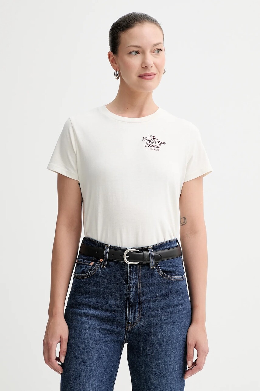 Bavlnené tričko Levi's dámske, béžová farba, A8804