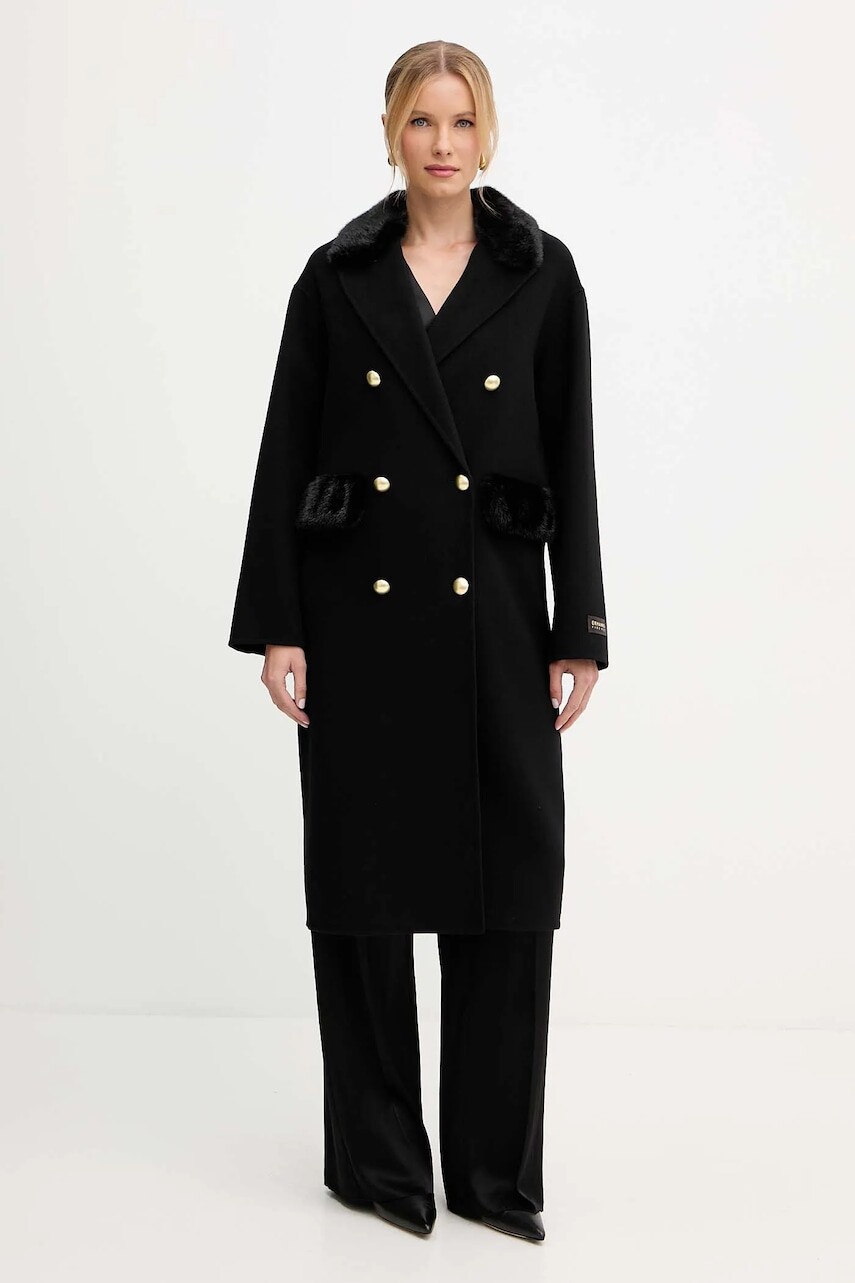 Kabát ERMANNO Firenze čierna farba, 57TD057EY0