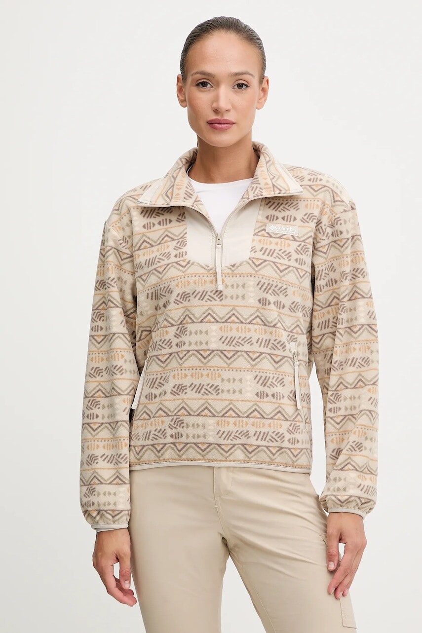 Outdoorová mikina Columbia Sequoia Grove béžová farba, vzorovaná, 2136204