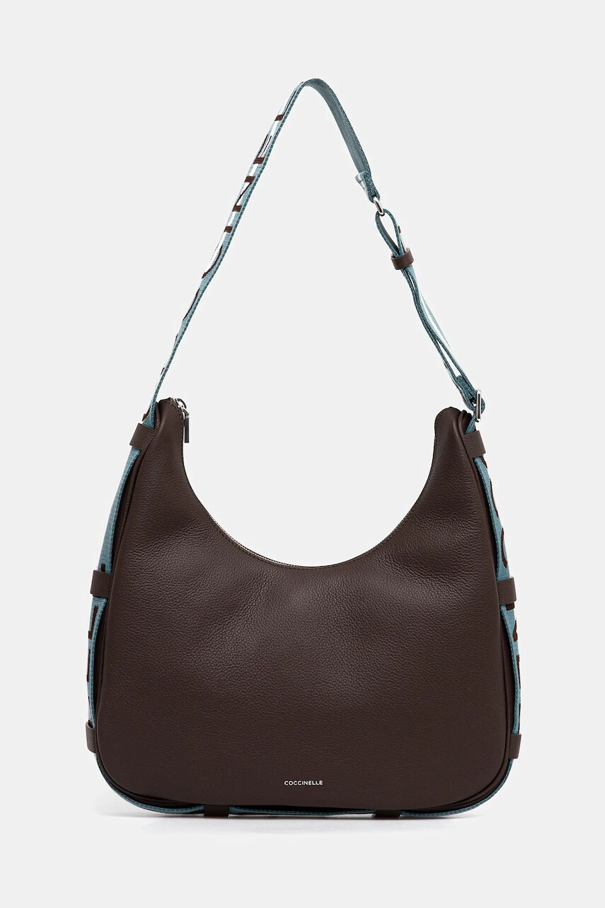 Kožená kabelka Coccinelle RAQUEL hnedá farba, E1.SQ0.13.01.01