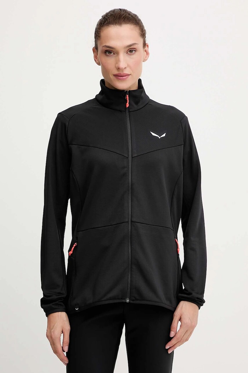 Outdoorová mikina Salewa Puez Cammino čierna farba, jednofarebná, 00.0000029095